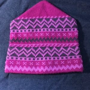 1990’s Vintage Knit Ski Hat Pink Gray Capello Sz S